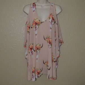 Show Me Your MuMu Floral Blouse in Pink and Orange